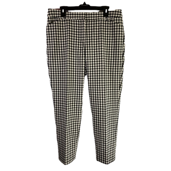 Talbots Black & White Plaid Hampshire Ankle Pants Slacks NWOT Size 14 SKU0457 - Picture 1 of 8